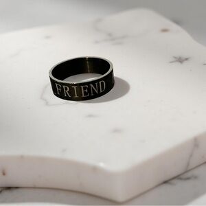 Band Ring Stainless Steel Black Silver Tone Friend Women Men Size 11 NWOT Box